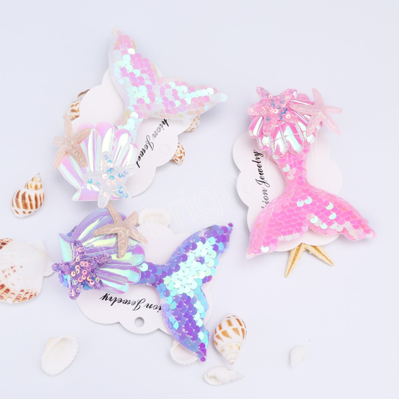 Children's Sequined Explosive Cartoon Sweet Starfish Scale Sequin Hair Clip Hairpin Jewelry Accessories Headwear