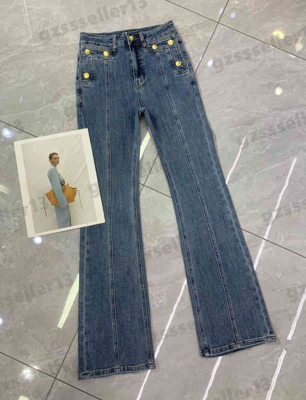 Womens Flared Jeans Designer Women Clothing Classic Vintage Distressed Striped Button Jeans Comfortable Soft Fabric Autumn Pants 0912
Womens Flared Jeans Designer Women Clothing Classic Vintage Distressed Striped Button Jeans Comfortable Soft Fabric Autumn Pants 0912