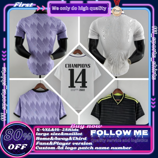 22 23 Real Madrids soccer jersey BENZEMA football shirt 2022 2023 VINI JR RODRYGO MODRIC VALVERDE ALABA fans player XXXL 4XL maillot men kids suit Jeserys T-shirts Hi-Q, 22 23 away player lfp
22 23 Real Madrids soccer jersey BENZEMA football shirt 2022 2023 VINI JR RODRYGO MODRIC VALVERDE ALABA fans player XXXL 4XL maillot men kids suit Jeserys T-shirts Hi-Q, 22 23 away player lfp