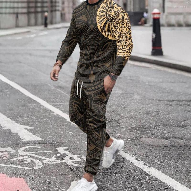 Men's Tracksuits 2022 Autumn Tracksuit Long Sleeve T Shirt Sweatpants Suit Men Streetwear Vintage Sweatshirt Oversized Clothing 2 Piece Sets