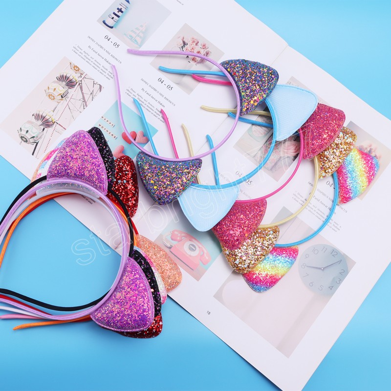 Children's Sequined Explosive Cartoon Sweet Headband Sequin Cat Ear Jewelry Accessories Headwear