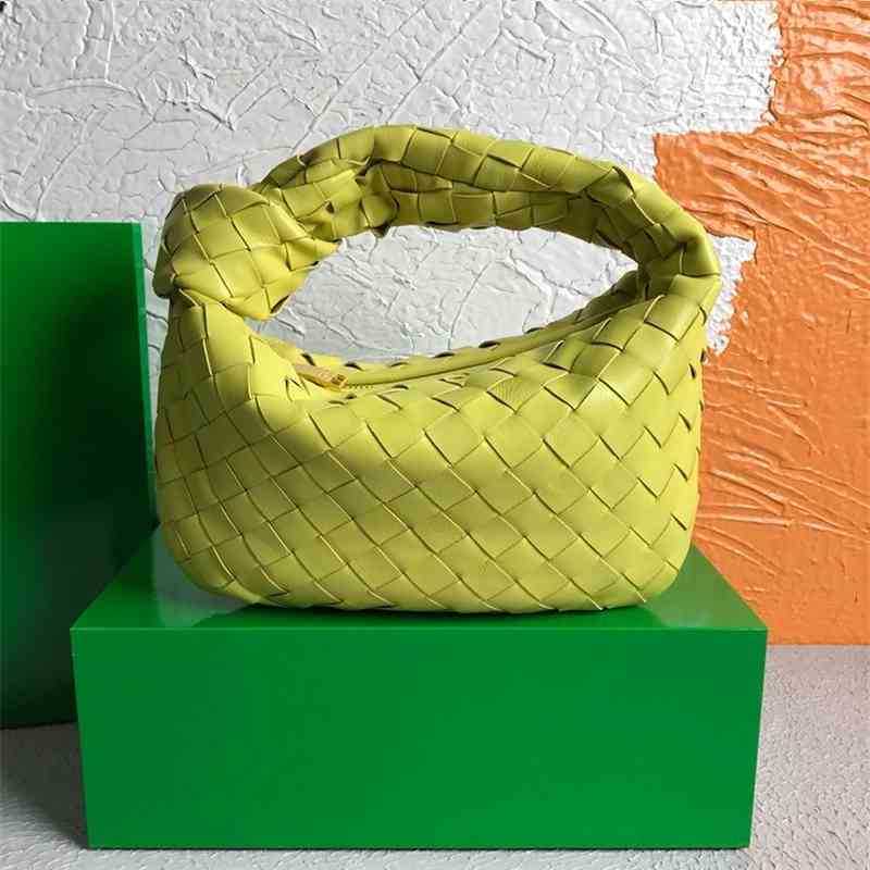 designer bags Handbags Jodie Woven Women's Bag Square Bottom Napa Sheepskin Knotted Round Underarm Hobo, Grass green