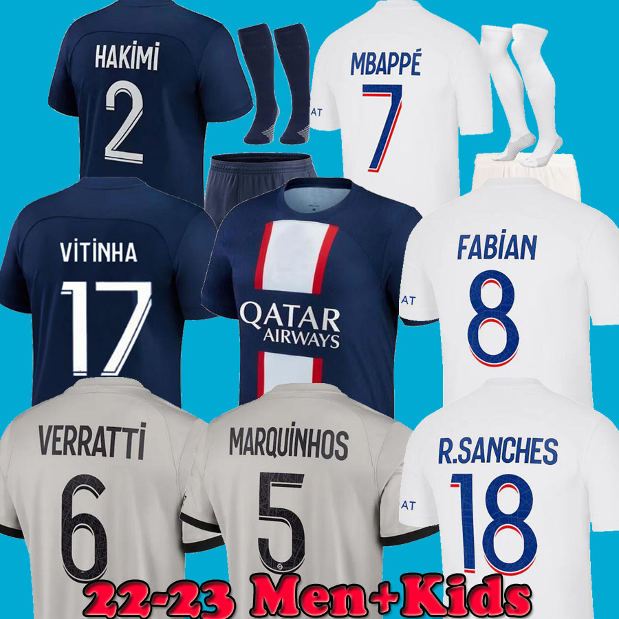 MBAPPE HAKIMI soccer jersey Vitinha N.Mendes 22 23 Maillots de football 2022 2023 MARQUINHOS VERRATTI psGs men kids kit shirt uniforms HOMME ENFANT Fabian Sanches, Men shorts+ socks
MBAPPE HAKIMI soccer jersey Vitinha N.Mendes 22 23 Maillots de football 2022 2023 MARQUINHOS VERRATTI psGs men kids kit shirt uniforms HOMME ENFANT Fabian Sanches, Men shorts+ socks