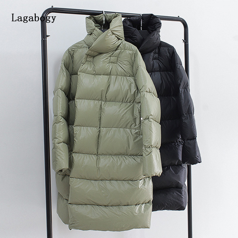 Women's Down Parkas Lagabogy Women Winter Ultra Light 90% White Duck Down Jacket Female Oversized Warm Long Puffer Coat High Street Parkas 220909