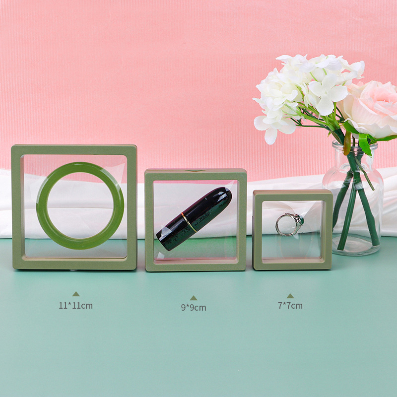 Jewelry Boxes 10pcs/lot Plastic Jewelry Box Transparent Stands 3D Pink Yellow Colorful Picture Frame PE Membrane Floating Display Case Holder 220912