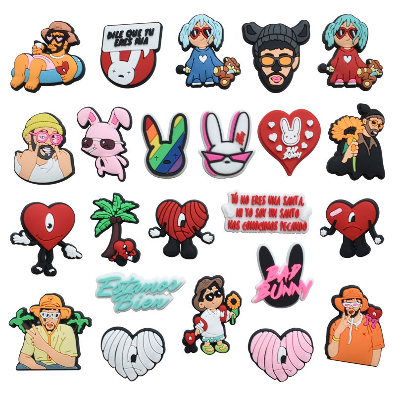 Fidget toy Bad bunny PVC cartoon cute hole beach shoes decoration