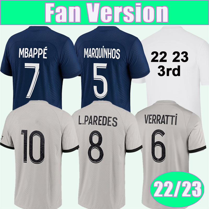 22 23 MBAPPE VERRATTI Mens Soccer Jerseys KIMPEMBE SERGIO RAMOS ICARDI Home Away 3rd Football Shirt Uniforms, Qm9281 22 23 home no patch
22 23 MBAPPE VERRATTI Mens Soccer Jerseys KIMPEMBE SERGIO RAMOS ICARDI Home Away 3rd Football Shirt Uniforms, Qm9281 22 23 home no patch