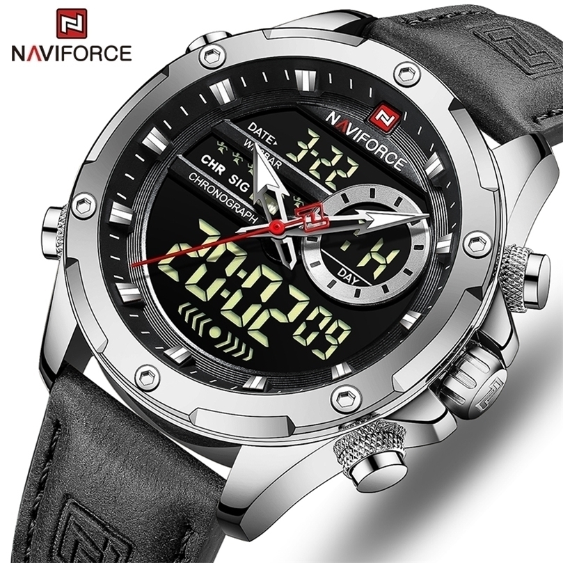Wristwatches NAVIFORCE Military Watches for Men Fashion Sport Chronograph Alarm Wristwatch Waterproof Quartz Big Clock Digital Male Watch 220912, Silver black
Wristwatches NAVIFORCE Military Watches for Men Fashion Sport Chronograph Alarm Wristwatch Waterproof Quartz Big Clock Digital Male Watch 220912, Silver black