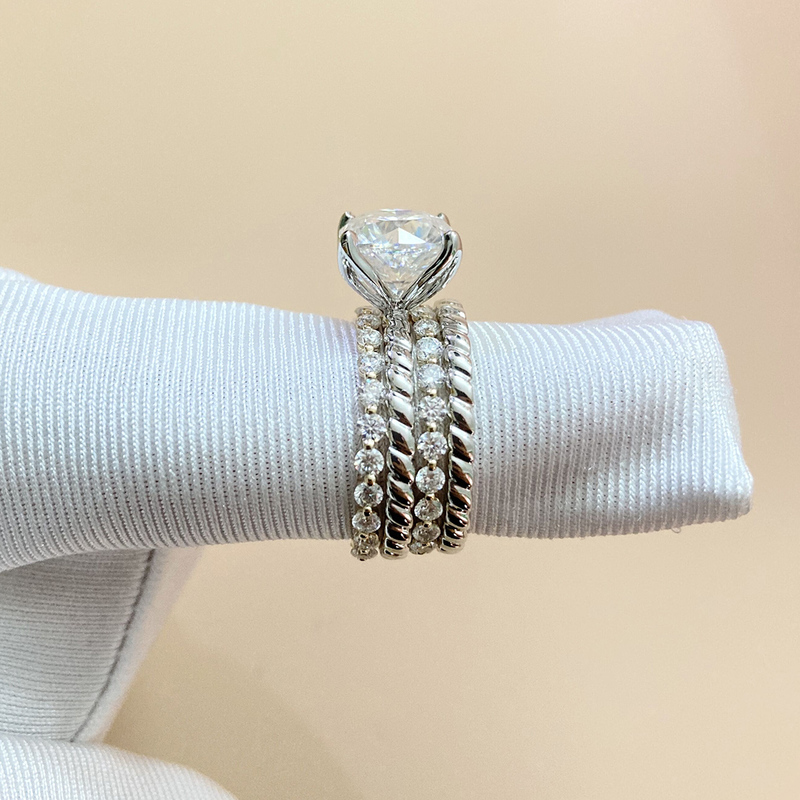 Wedding Rings Custom S925/9K/10K/14K/18K/PT950 Cushion Cut Engagement Ring Sets 220912