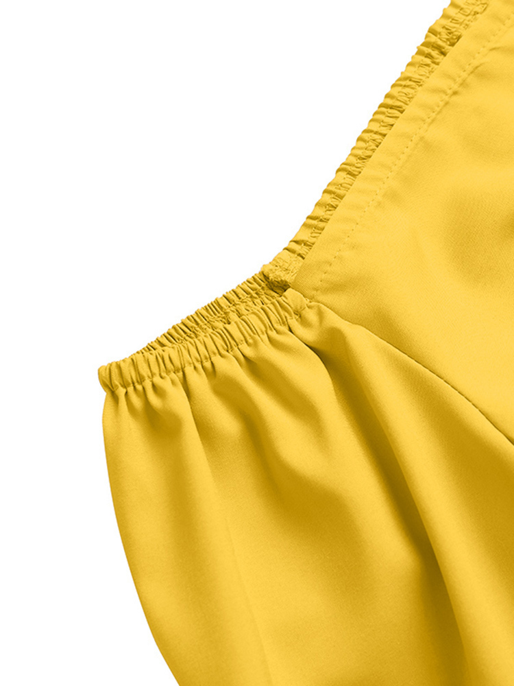 Women's Two Piece Pants VONDA Office Lady Pants Sets Women Ruffled Blouse Off Shoulder Tops And Long Trousers Suit Pants Female Ropa De Mujer 220