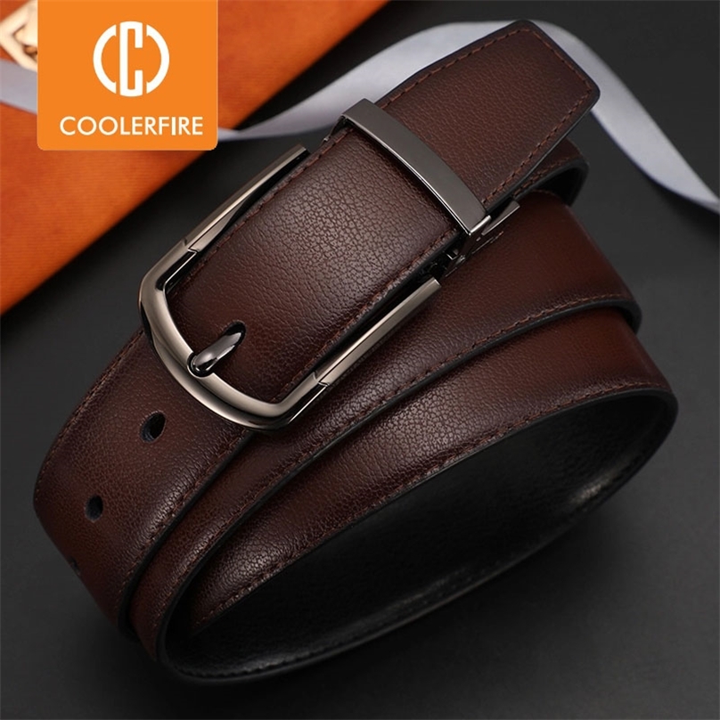 Belts Men Genuine Leather Belt 100cm 110cm 120cm 130cm 140cm 150cm 160cmReversible Buckle Brown and Black Business Dress for 220912