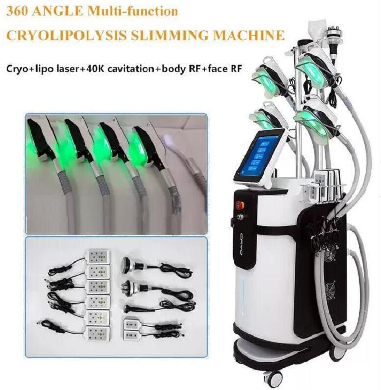 Original 5 Handles 360 Cryo fat freeze slimming Machine with 80k Ultrasonic Cavitation Tripolar Radio frequency Cryolipolysis Fat Vacuum beauty equipm