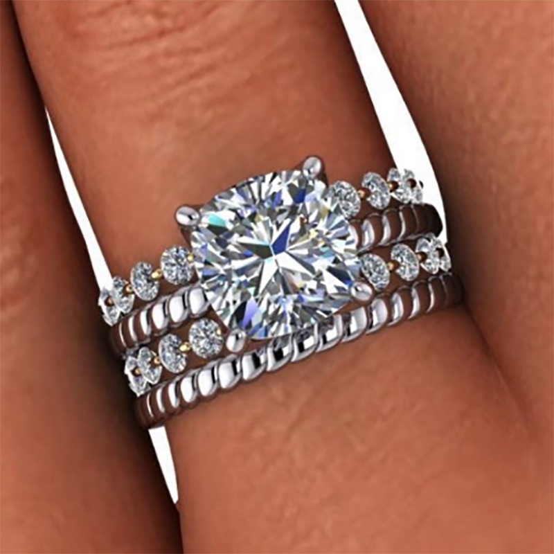 Wedding Rings Custom S925/9K/10K/14K/18K/PT950 Cushion Cut Engagement Ring Sets 220912