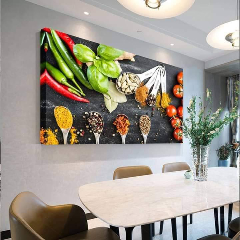 Spices Spoon Peppers Canvas Painting Grains Kitchen Posters and Prints Wall Art Food Picture Living Room Kitchen Decoration