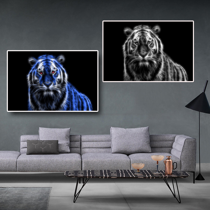 Canvas Painting Abstract Black and White Lion Wild Animal Posters and Prints Modern Wall Art Picture Living Room Cuadros Decor