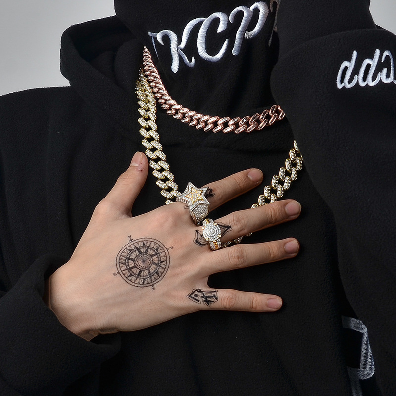 Wedding Rings JEWE S925 Hip Hop Five Star Men's Gold Silver Color Iced Out Cubic Zircon Jewelry Ring Gifts 220912