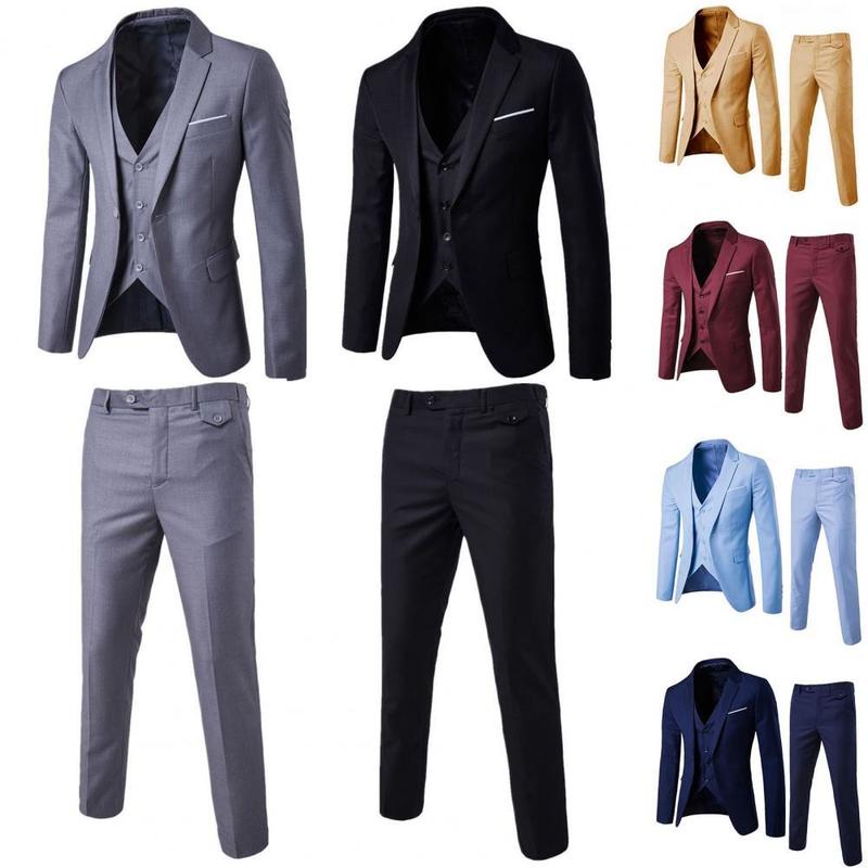 Men's Suits Blazers Four Seasons 1 Set Stylish Korean Style Jacket Zipper Fly Trousers Soft Blazer Pants Lapel for Wedding 220909