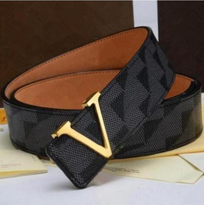 Men's designer belt women's men's casual letter smooth V gold and silver buckle belt length size 105-125cm