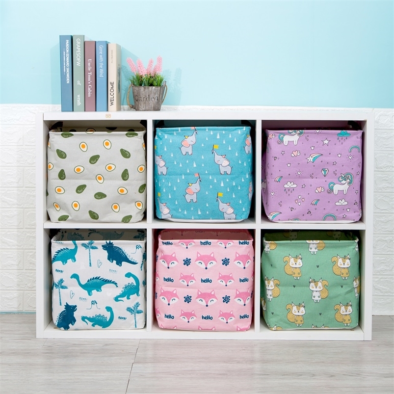 Storage Baskets Cube Folding Fabric Storage Basket Closet Organizador Clothes Storage Boxes Home Office Shelf Organizers For Kids Toys Organizer 22091