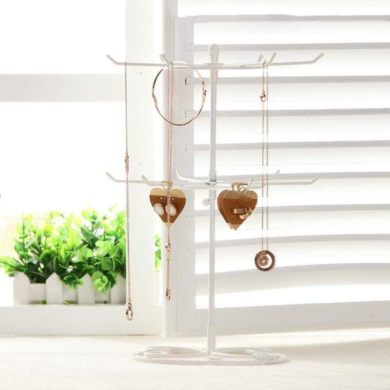 Jewelry Boxes BLUELANS 2-Tier Rotary Stand Display Rack Earrings Ring Necklace Holder Fashion Organizer Storage 220912
