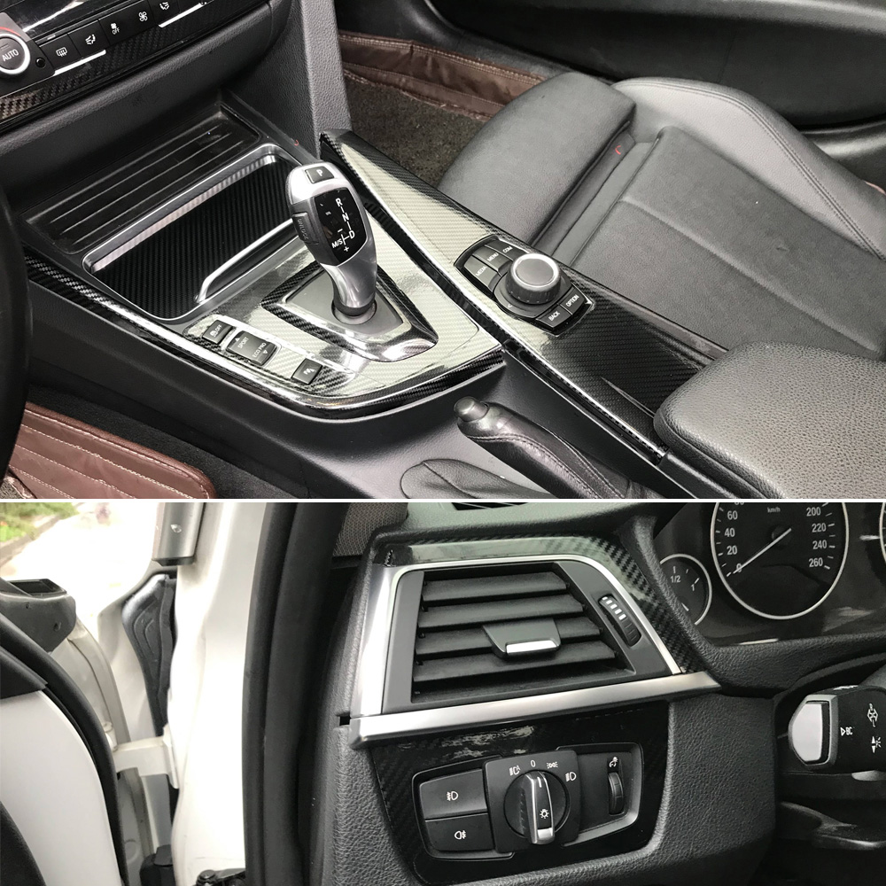 For BMW 3 Series F30 F31 2013-2019 Interior Central Control Panel Door Handle 5D Carbon Fiber Stickers Decals Car styling Accessorie