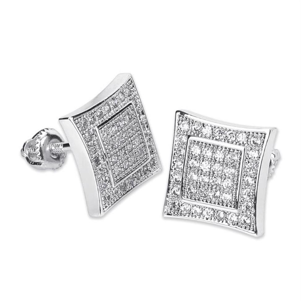 Luxury Designer Men Stud Earrings Hip Hop Jewelry Fashion Man Square Shape Earing Women Ear Ring Mens Diamond Earings Zircon Earin