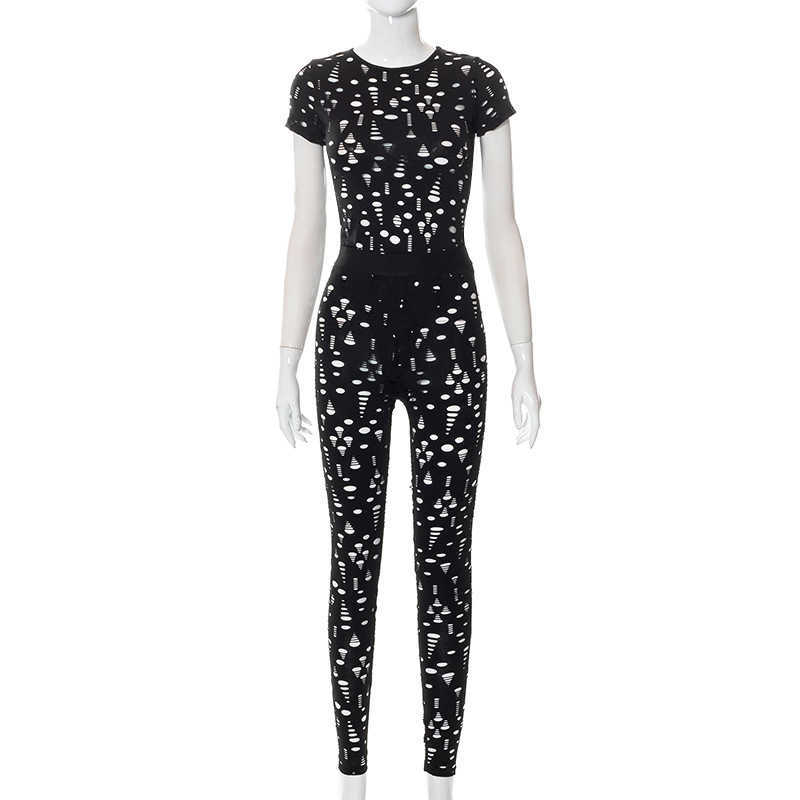 Women's Two Piece Pants Wear Autumn Winter 2022 New Perspective Hollow Out Burnt Flower Sports Leisure Set