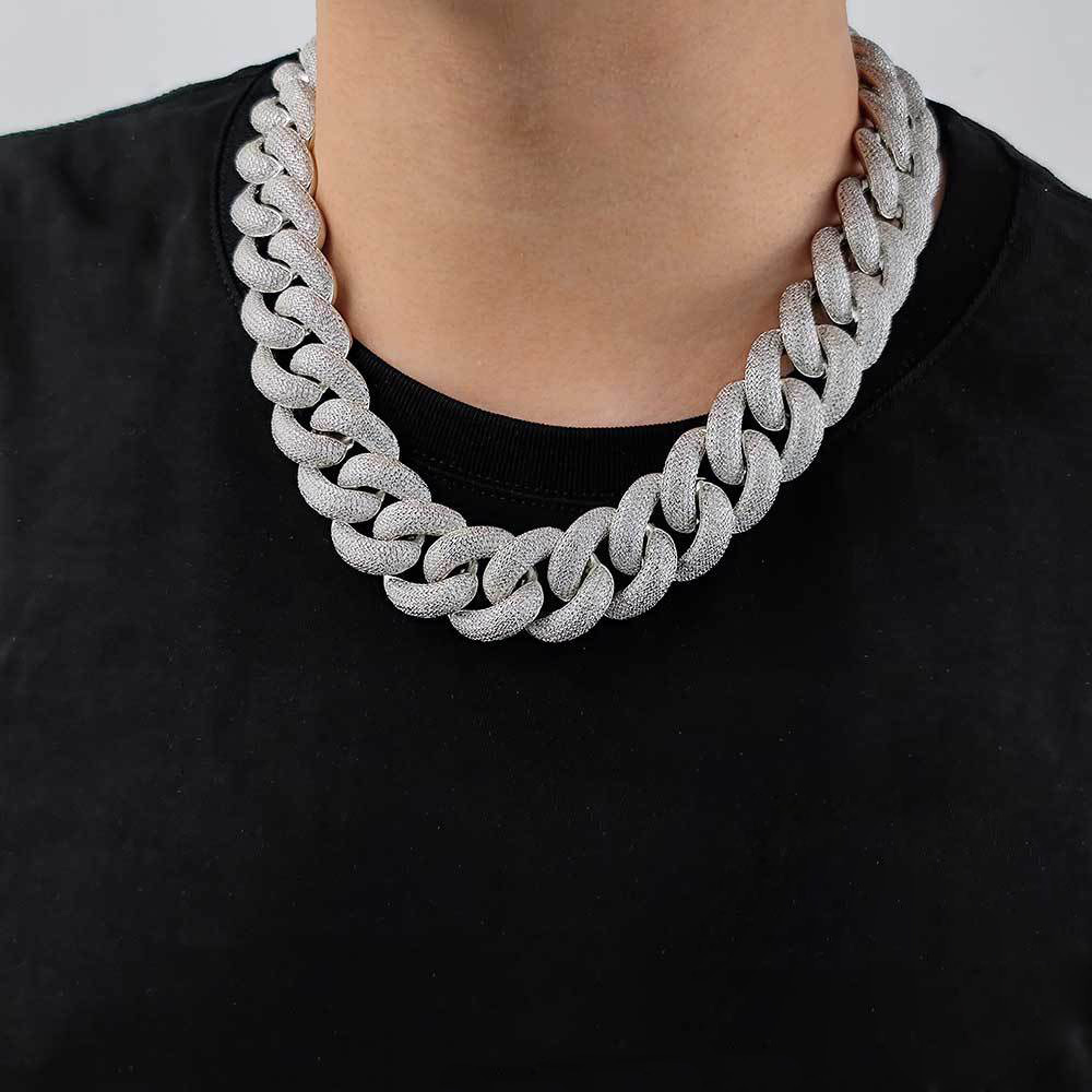 25mm Hip Hop Bubble Cuban Chain Necklace Bracelet Full 5A Cubic Zircon Heavy Thick Mens Jewelry