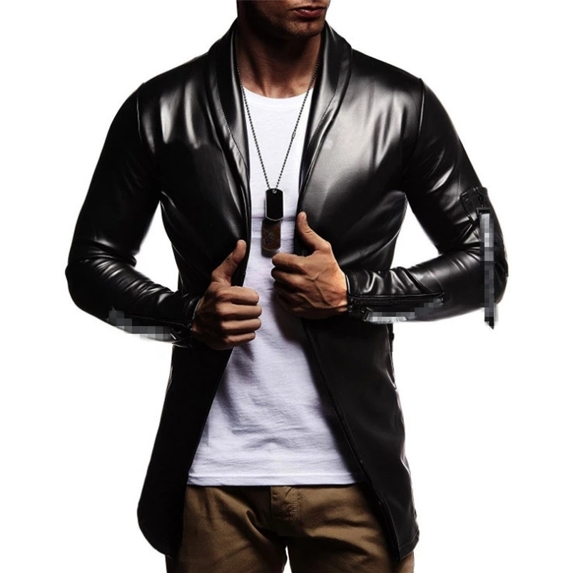 Men's Leather Faux Night Club Jacket Men Fashion Slim Fit Motorcycle Golden/Silver Blazer Male PU Coat 220912