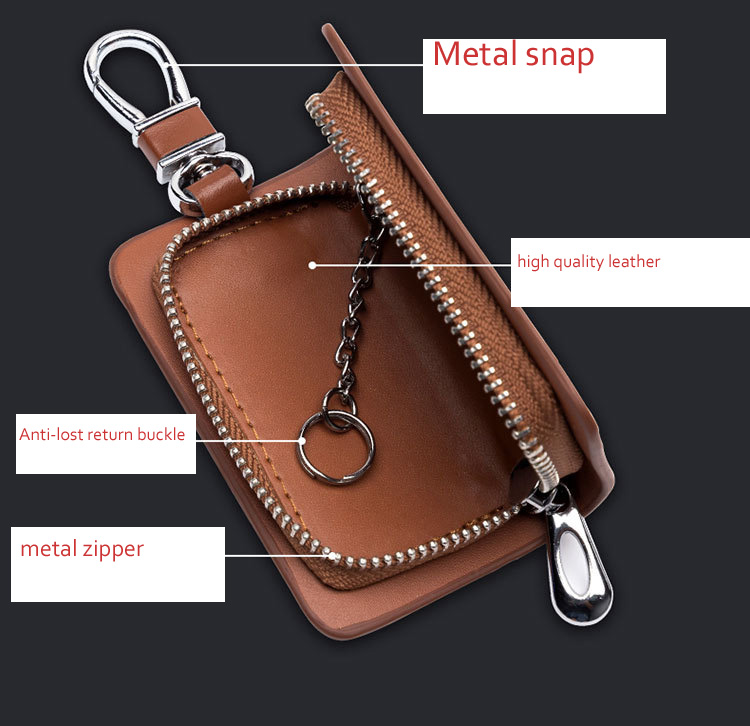 Universal genuine cowhide keybag men and women modified zipper universal remote control smart Protective car key Covers case bag