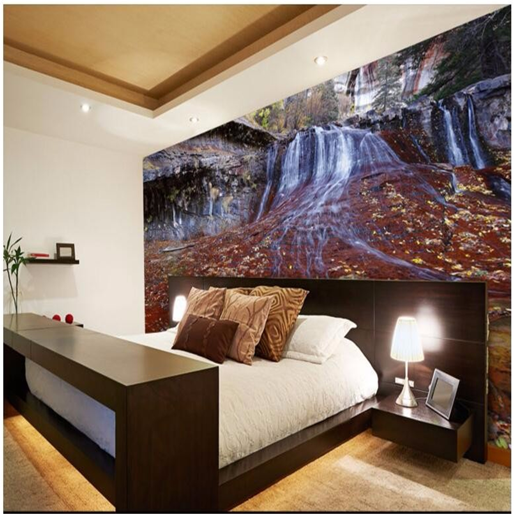 Custom wallpapers high - definition woods waterfalls water production financial wall scenery background wall
