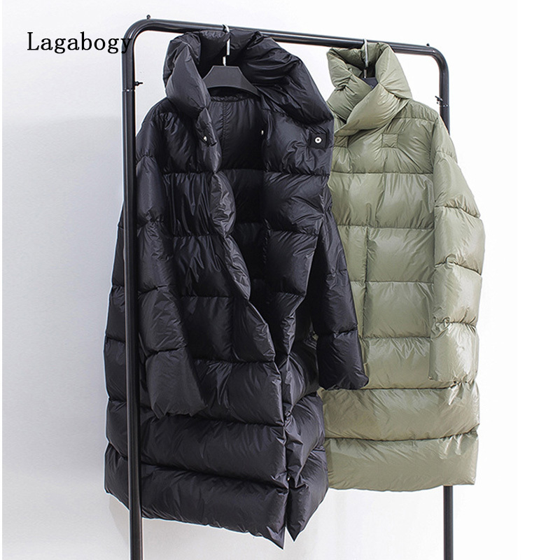 Women's Down Parkas Lagabogy Women Winter Ultra Light 90% White Duck Down Jacket Female Oversized Warm Long Puffer Coat High Street Parkas 220909