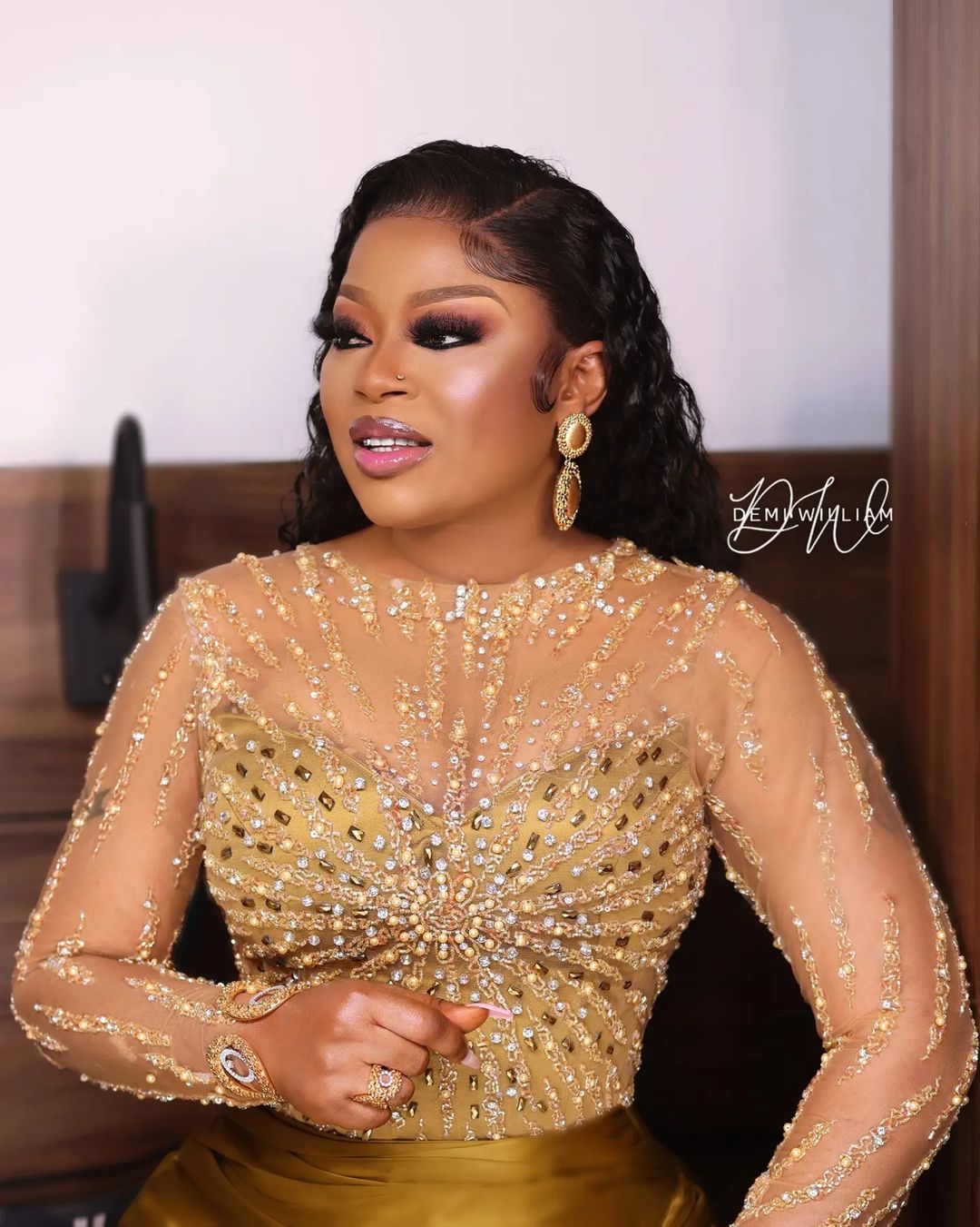 Arabic Aso Ebi Gold Mermaid Prom Dresses Beaded Crystals Evening Formal Party Second Reception Birthday Engagement Gowns Dress ZJ944