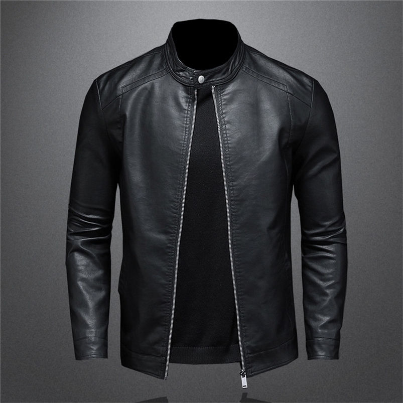 Men's Leather Faux Leather Large Size Autumn Fashion Trend Coat Slim Stand Collar Motorcycle Leather Jacket Men's PU Handsome Top 5XL 220912