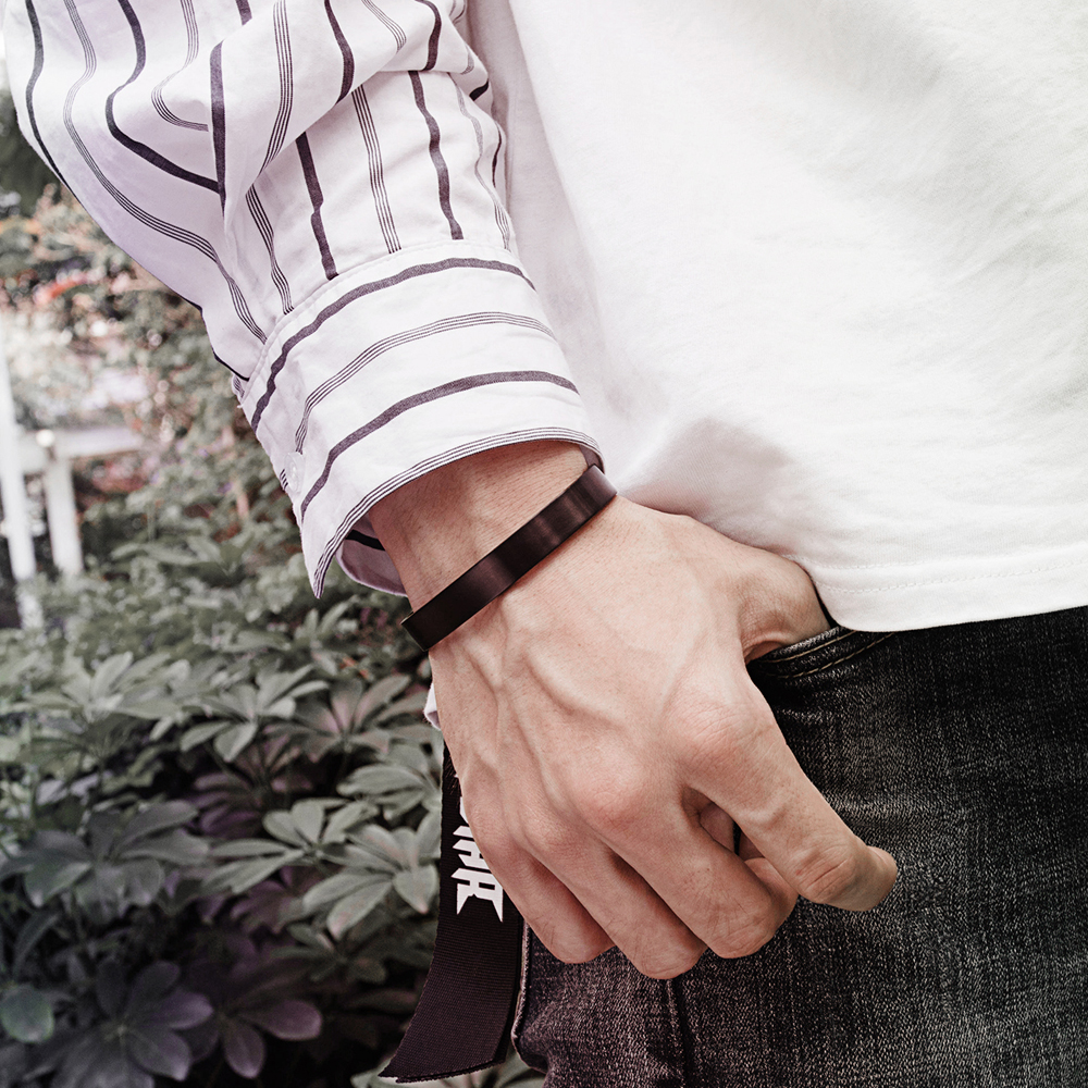 316L Stainless Steel Cuff Bangle Women Men Students Bracelet Jewelry No Fade Silver Black Color