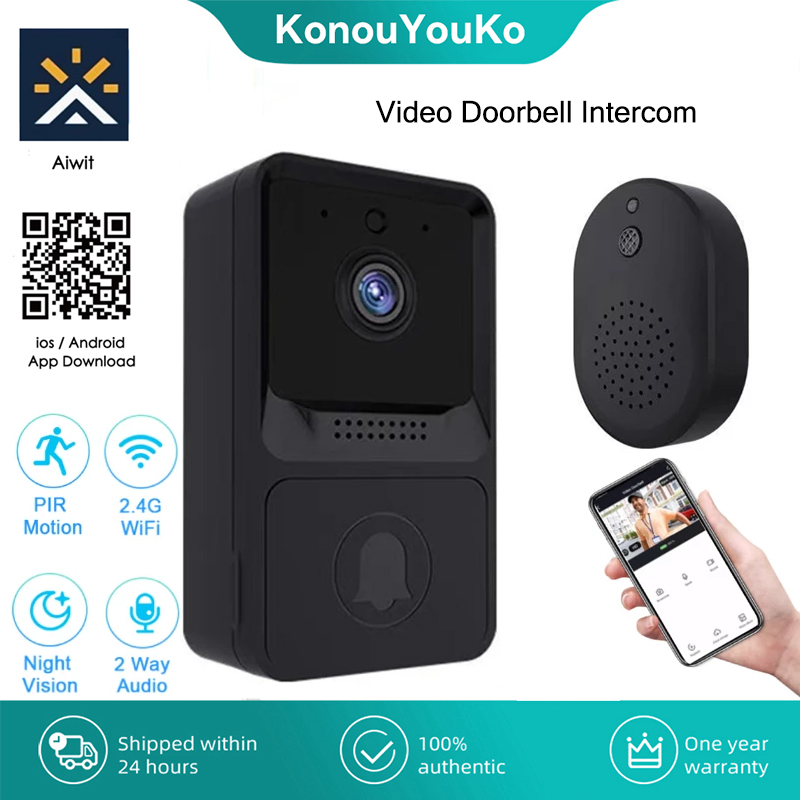 Wireless Doorbell Camera with Chime WiFi Video Doorbells Home Security Door Bell Kits Cloud Storage