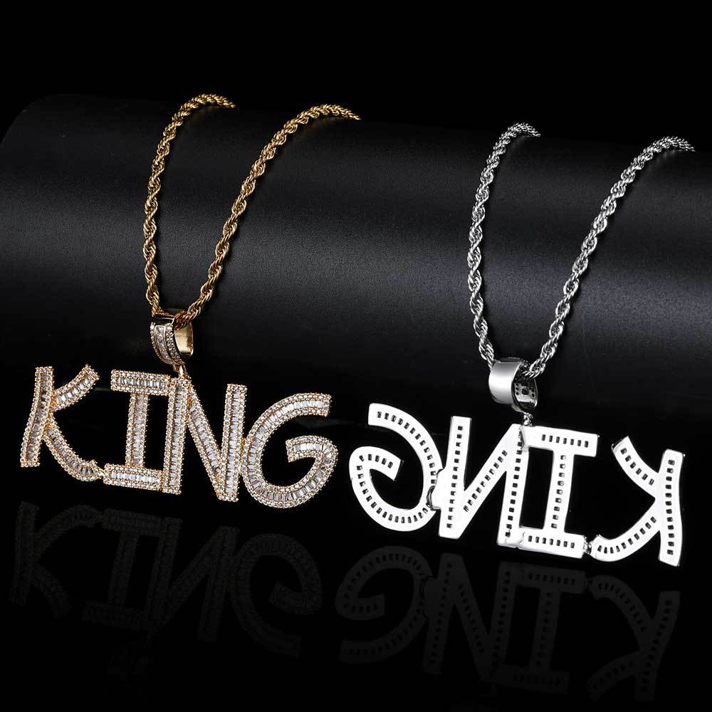 TopBling Hip Hop Simulated Diamond Pendant Necklaces A-Z 0-9 Custom Name Letters Charm Gift for Men Women