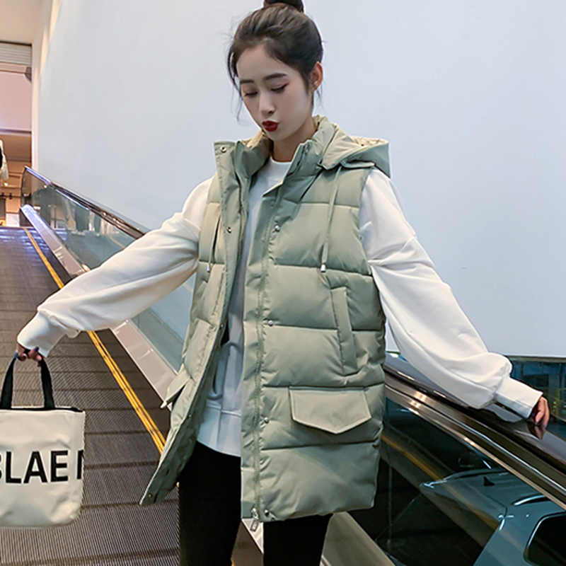Women's Down Parkas Long Vest Coat Women Fashion Warm Sleeveless Parkas Hooded Solid Loose Female Waistcoat Casual Outerwear Jacket Top 220909
