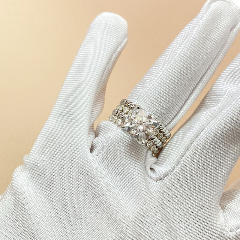 Wedding Rings Custom S925/9K/10K/14K/18K/PT950 Cushion Cut Engagement Ring Sets 220912