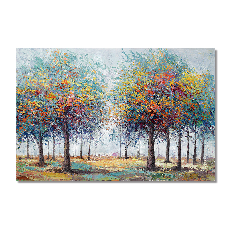 Modern Landscape Wall Art with 3D Abstract Trees - HD Canvas Print for Home Decoration