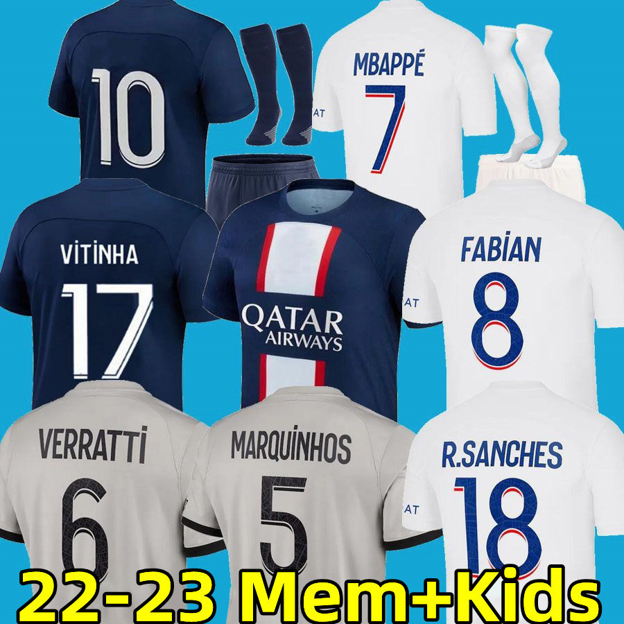 MBAPPE N. Mendes Jerseys 22 23 Psgs Soccer SERGIO RAMOS Vitinha HAKIMI Fabian men kids kit soccer jersey VERRATTI MARQUINHOS ICARDI 2022 2023 thirds football shirt, 22-23 away kids
MBAPPE N. Mendes Jerseys 22 23 Psgs Soccer SERGIO RAMOS Vitinha HAKIMI Fabian men kids kit soccer jersey VERRATTI MARQUINHOS ICARDI 2022 2023 thirds football shirt, 22-23 away kids