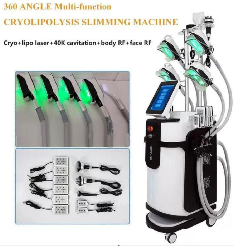 Powetrful 5 Handles 360 Cryo fat freeze slimming Machine with 80k Ultrasonic Cavitation Tripolar Radio frequency Cryolipolysis Fat Vacuum beauty equip