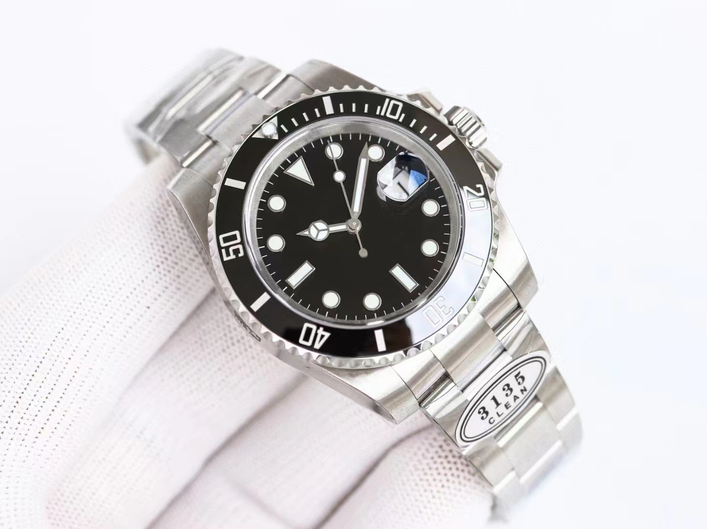 Mens Automatic Mechanical Watch 41mm Silver Case Black Ceramic Bezel Premium Caliber 3135 Montre de Luxe Sapphire Glass Luminous Watch
Mens Automatic Mechanical Watch 41mm Silver Case Black Ceramic Bezel Premium Caliber 3135 Montre de Luxe Sapphire Glass Luminous Watch