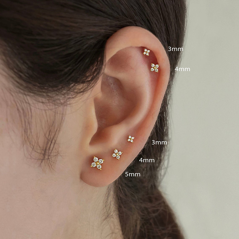 Flower Stud Earrings Women Fashion Small Fresh Delicate Girl Earrings Gold Color Jewelry