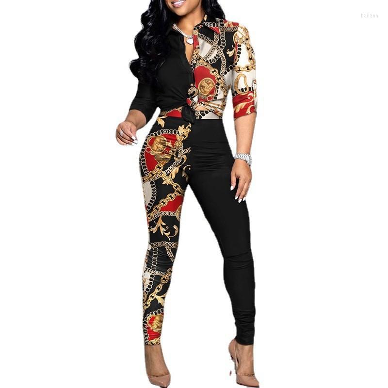 Women' Two Piece Pants 2022 Fashion Women Chic Set Outfits Letter Print Colorblock Knot Front Buttoned Top & High Waist, Photo color 2
Women' Two Piece Pants 2022 Fashion Women Chic Set Outfits Letter Print Colorblock Knot Front Buttoned Top & High Waist, Photo color 2