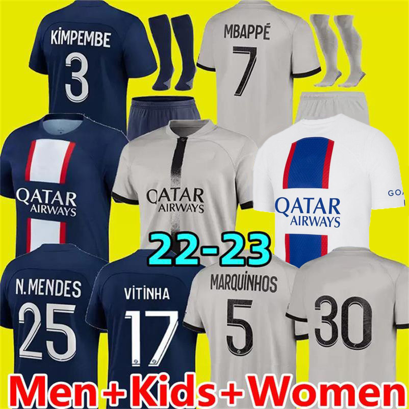 MBAPPE Soccer Jerseys 22 23 psGs N. Mendes HAKIMI SERGIO RAMOS Vitinha men kids kit Fabian VERRATTI MARQUINHOS ICARDI Maillots de football 2022 2023 football shirt, 22-23 away kids
MBAPPE Soccer Jerseys 22 23 psGs N. Mendes HAKIMI SERGIO RAMOS Vitinha men kids kit Fabian VERRATTI MARQUINHOS ICARDI Maillots de football 2022 2023 football shirt, 22-23 away kids