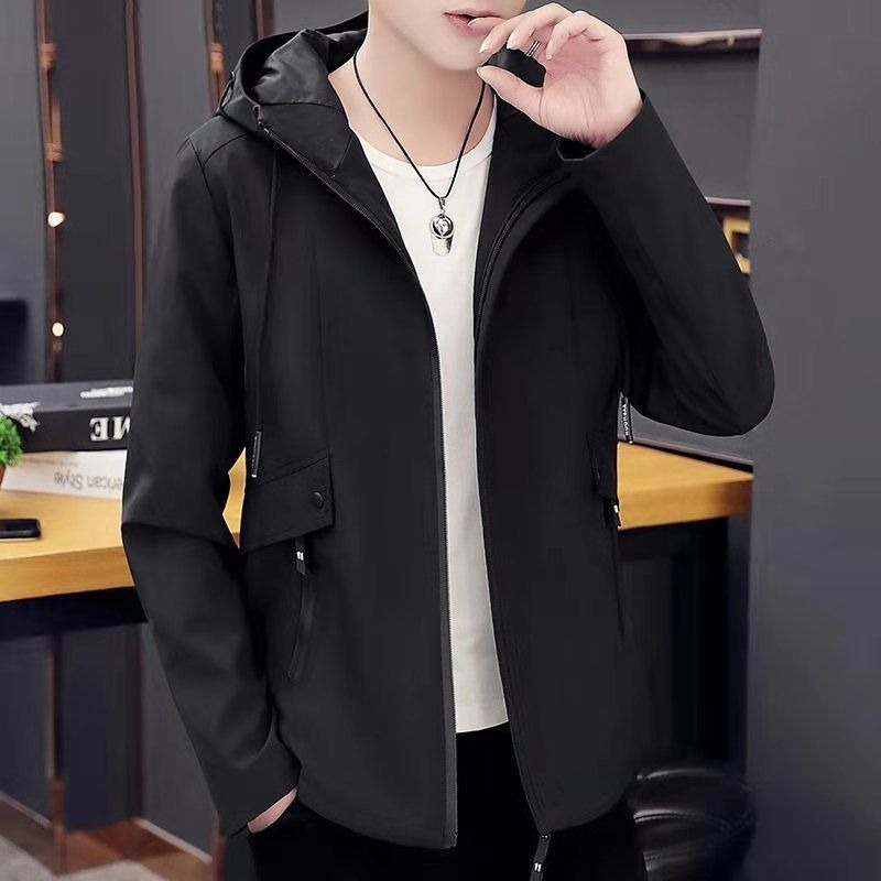 Men's Down Parkas Trench Coat Men's Solid Color Hooded Jacket Young and Middle-Aged Korean Version of Slim Jacket Casual Long Top Parkas 220