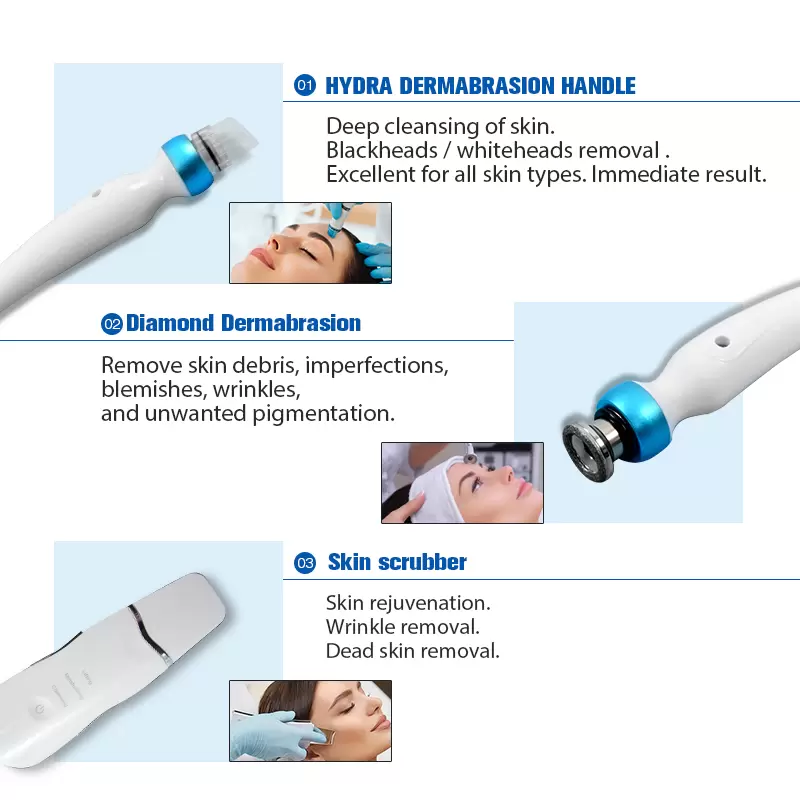 2022 Facial Machine Dermabrasion peelig Skin Cleansing Face Treatment Ultrasound RF Microdermabrasion Oxygen Gun acne wrinkles removal