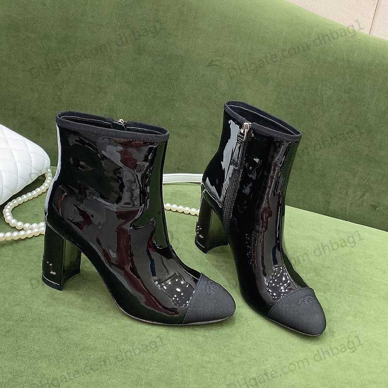 France Designer Womens Ankle Chunky Heels Cowhide Patent Leather Heel 8.5cm Fall Winter Knight Rainboots Western Fashion Snow Boot Luxurys Zippers Rivet Booties, Black
France Designer Womens Ankle Chunky Heels Cowhide Patent Leather Heel 8.5cm Fall Winter Knight Rainboots Western Fashion Snow Boot Luxurys Zippers Rivet Booties, Black