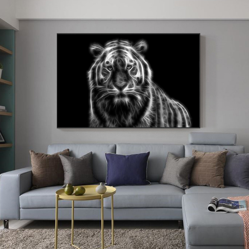 

Canvas Painting Abstract Black and White Lion Wild Animal Posters and Prints Modern Wall Art Picture Living Room Cuadros Decor